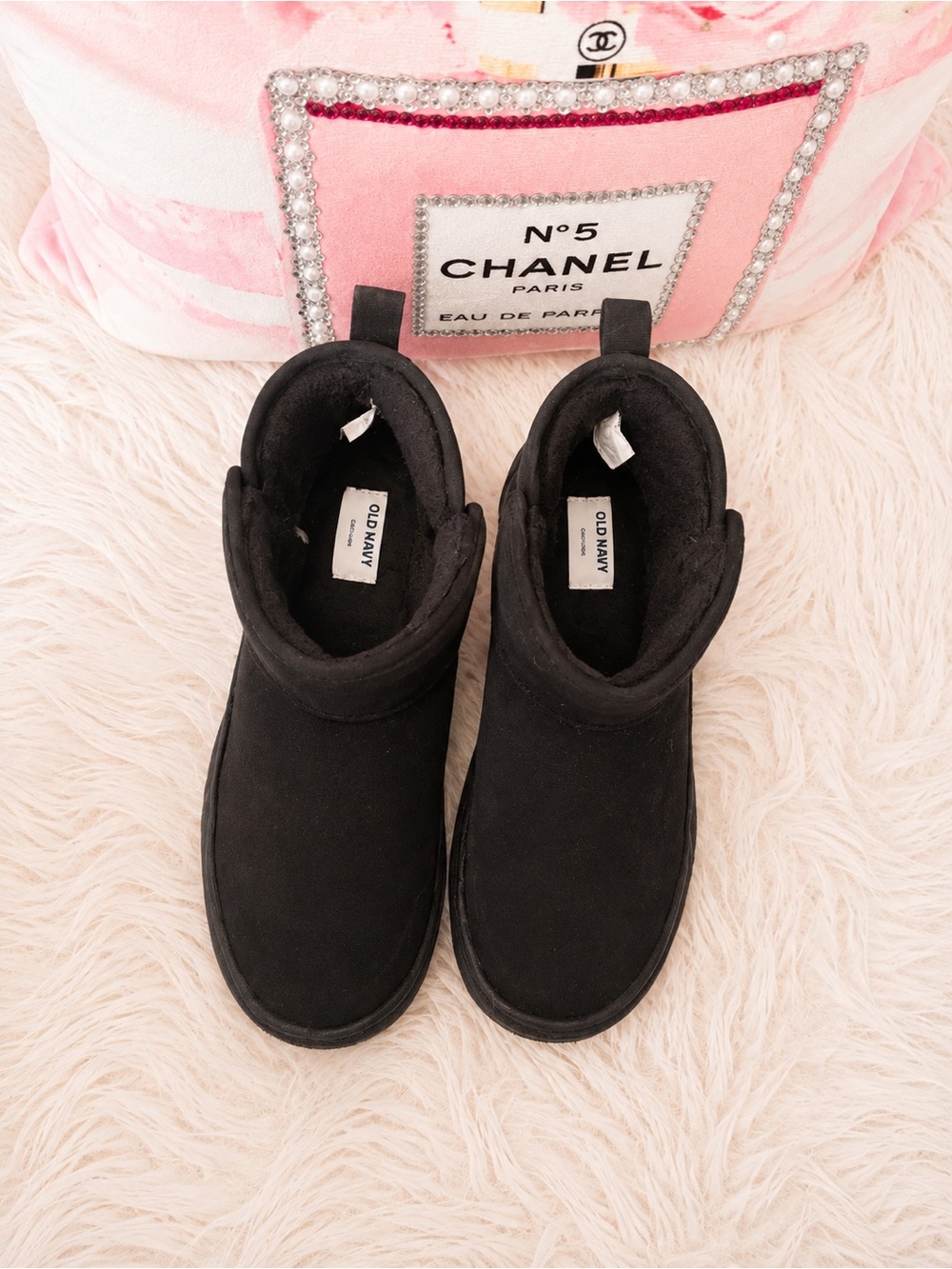 Old Navy Black Suede-Look Women’s Slip-On Ankle Slippers